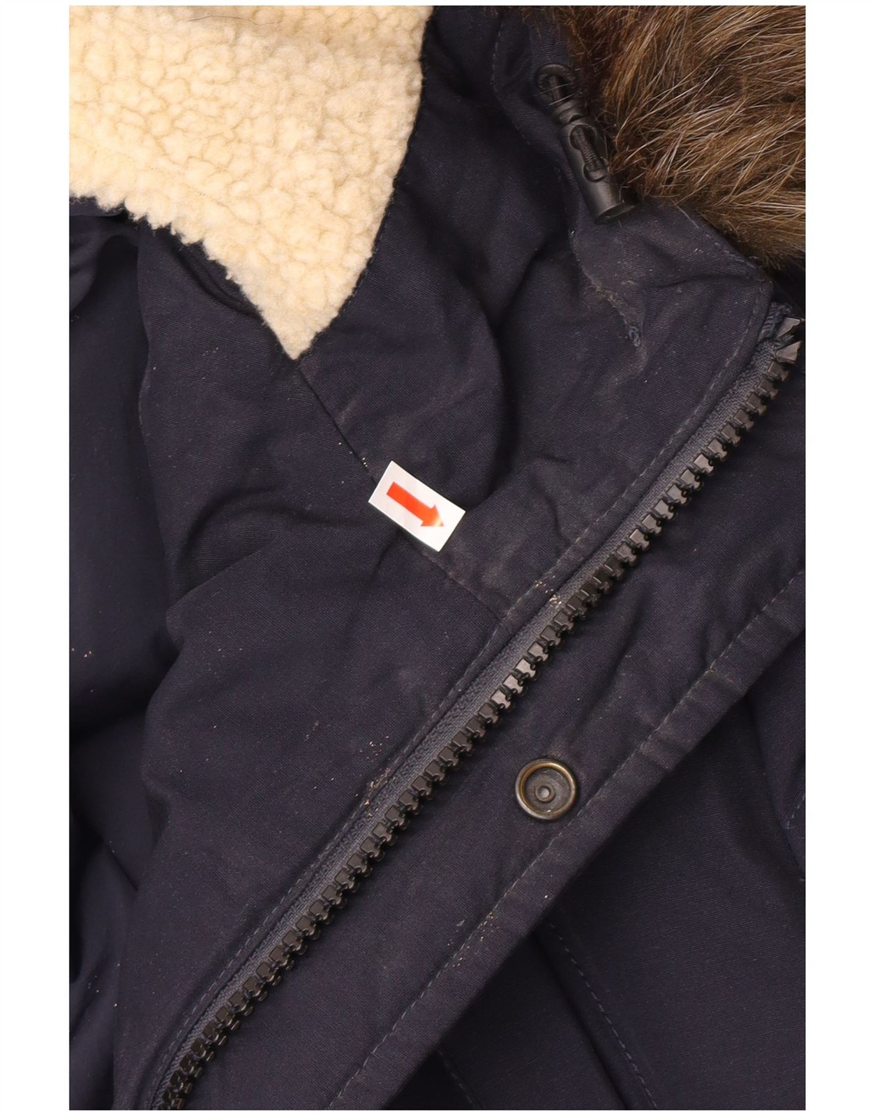 CALVIN KLEIN JEANS Mens Hooded Padded Jacket UK 34 XS Navy Blue Cotton BJ01 thumbnail 5