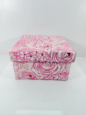 Gift Box 7x7inx4in white Pink flower gift box floral