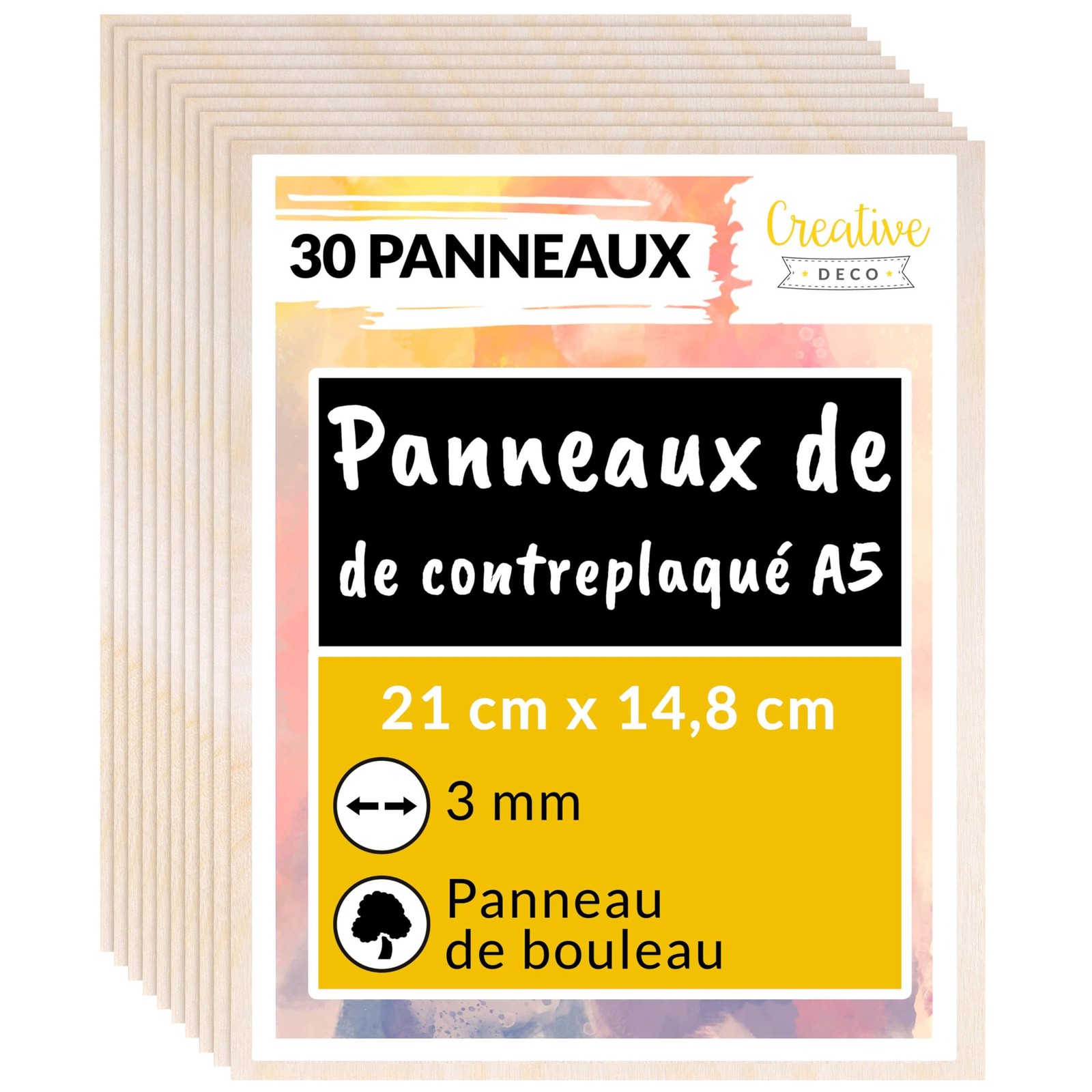 Contreplaqué 3mm A5 anti-éclatement lot de 30 planches bois brut pour loisirs