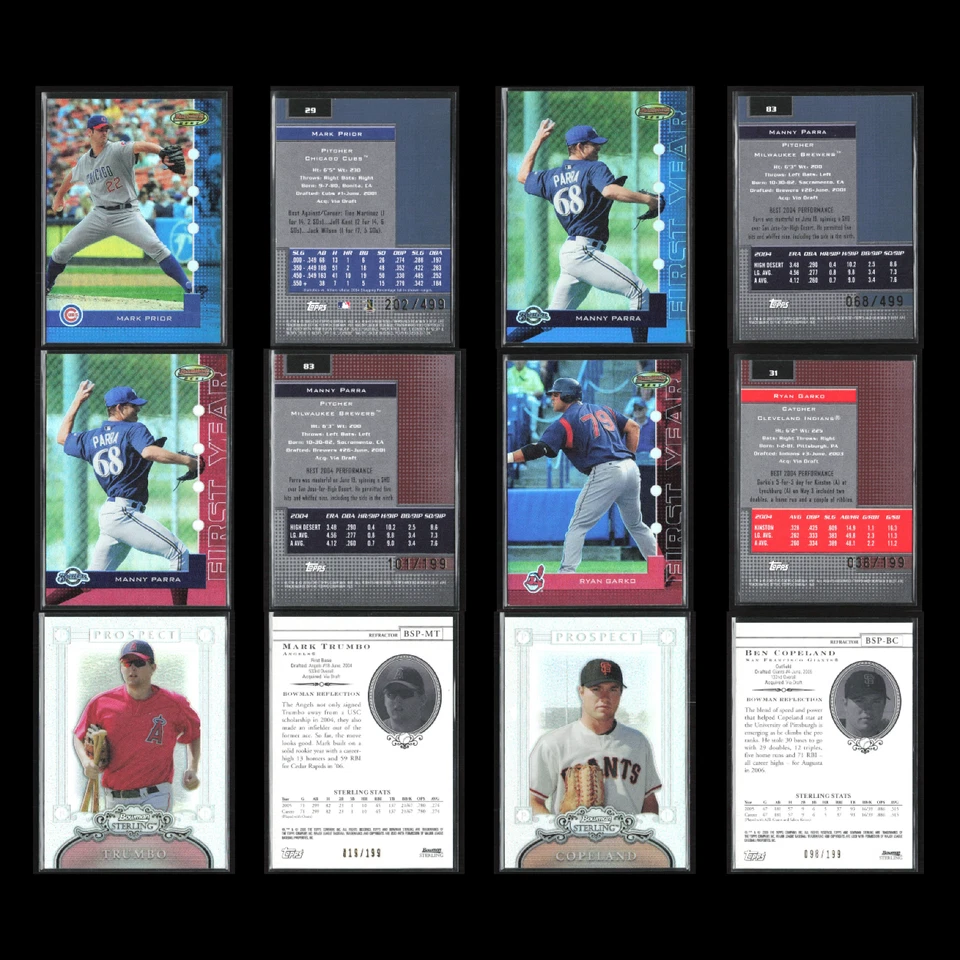 Lote de 50 tarjetas de béisbol Bowman serie #'d distribuidor a granel al por mayor refractor esterlina Foto 4 de 4