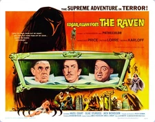 THE RAVEN (1963) half sheet 22"x28" cult horror movie poster!