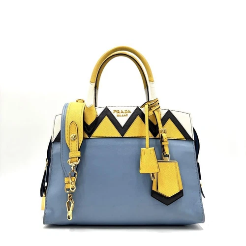 Sac à main couleur Prada 2 voies esplanade étiquette blanche cuir créateur fourre tout mode