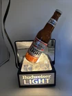 Vintage Lighted BUDWEISER LIGHT BEER  Bottle On Ice Advertising Bud Bar Sign D25