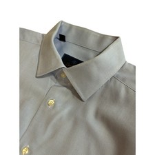 David Donahue Men  s Dress Shirt 17.5 34/35 Trim Fit Long Sleeve Button Front