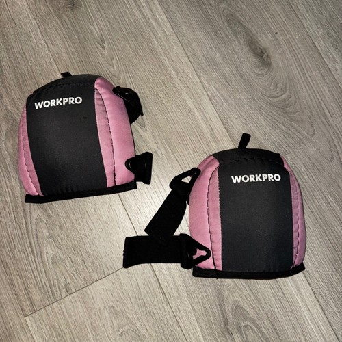 Workpro Pink and Black Foam Knee Pads Adjustable Straps Protective Gear Pair