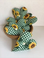 6 Sunflower print Bowl Fillers Hearts Cupboard Tucks ornies basket fillers