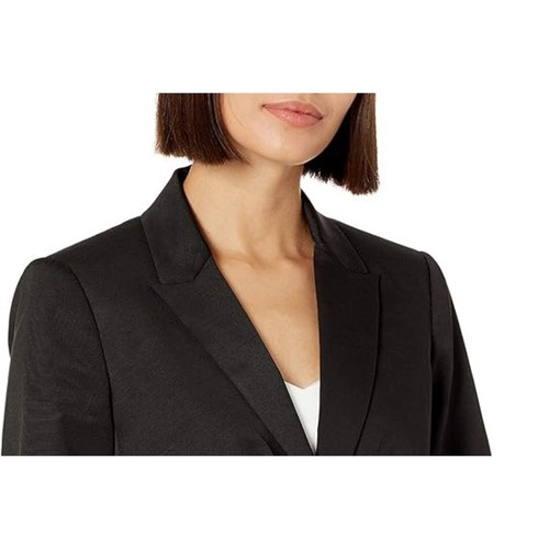 Rebecca Taylor Women's Black Pleated One-Button Ottoman Blazer - Size 8 - Picture 2 of 4