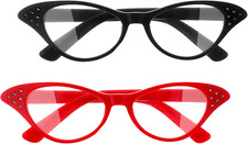 4Pcs Cat Eye Glasses with Rhinestones, Retro Party Costume Glasses for Halloween