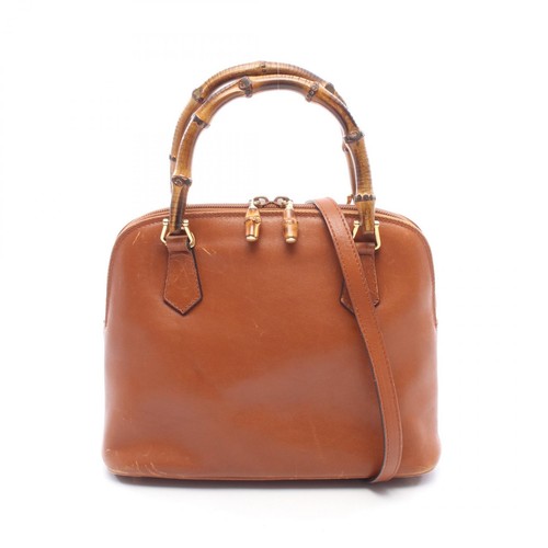 Gucci Bamboo 2Way Handbag Bag Leather Ladies Brown 000 2865 0290 Used