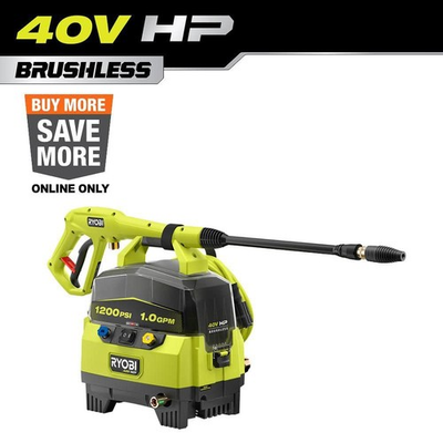 #ad RYOBI 40V 1200 PSI 1.0 GPM Cordless Electric Cold Water Pressure Washer $164.95
