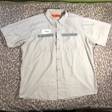 RED KAP Men Sz 2XL RUSTY Tan Work Button Shirt Uniform Short Sleeve Mechanic