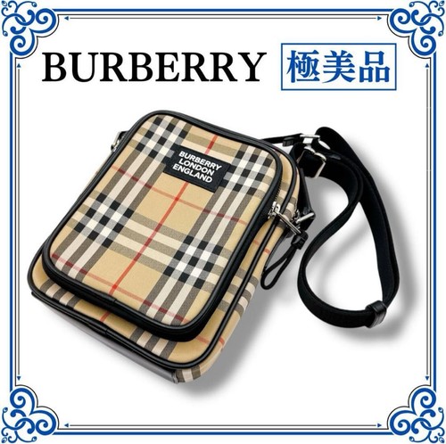 Burberry Check Pattern Shoulder Bag Canvas Leather 8023381
