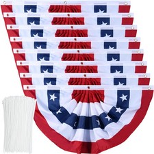 American Flag Bunting Patriotic Pleated Fan Flag USA with Brass Grommets