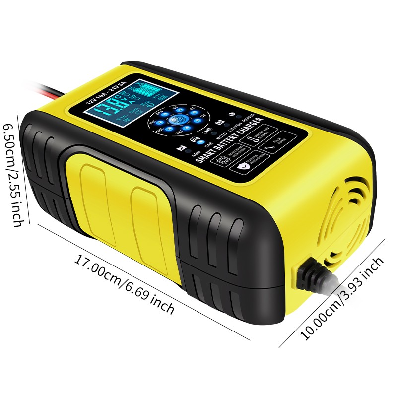 10A Car Battery Charger for Lifepo4 Lead Acid AGM Truck Motorcycle Marine Boat