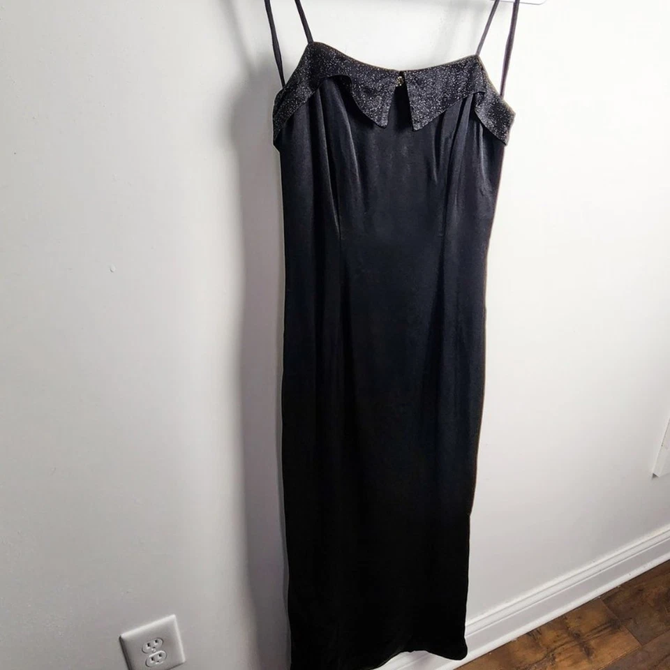 Vestido Vaina Nadine Vintage Años 90 Clásico Ajustado Largo Midi Negro Talla 11 Foto 4 de 4