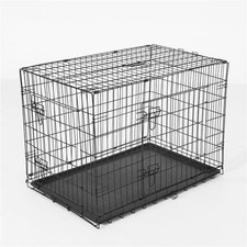 GABBIA TRASPORTINO PER ANIMALI PIEGHEVOLE IN ACCIAIO 76X53X57 CM NERO