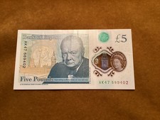 AK47 Prefix Polymer UK £5 Banknote Circulated But In Good Condition