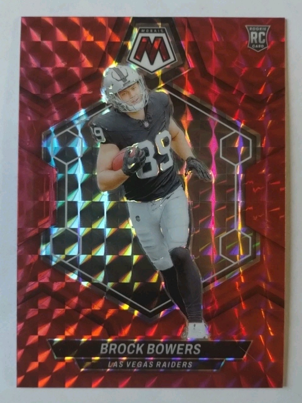 2024 Panini Mosaic - Rookies Brock Bowers #313 Red Mosaic Prizm (RC) Raiders