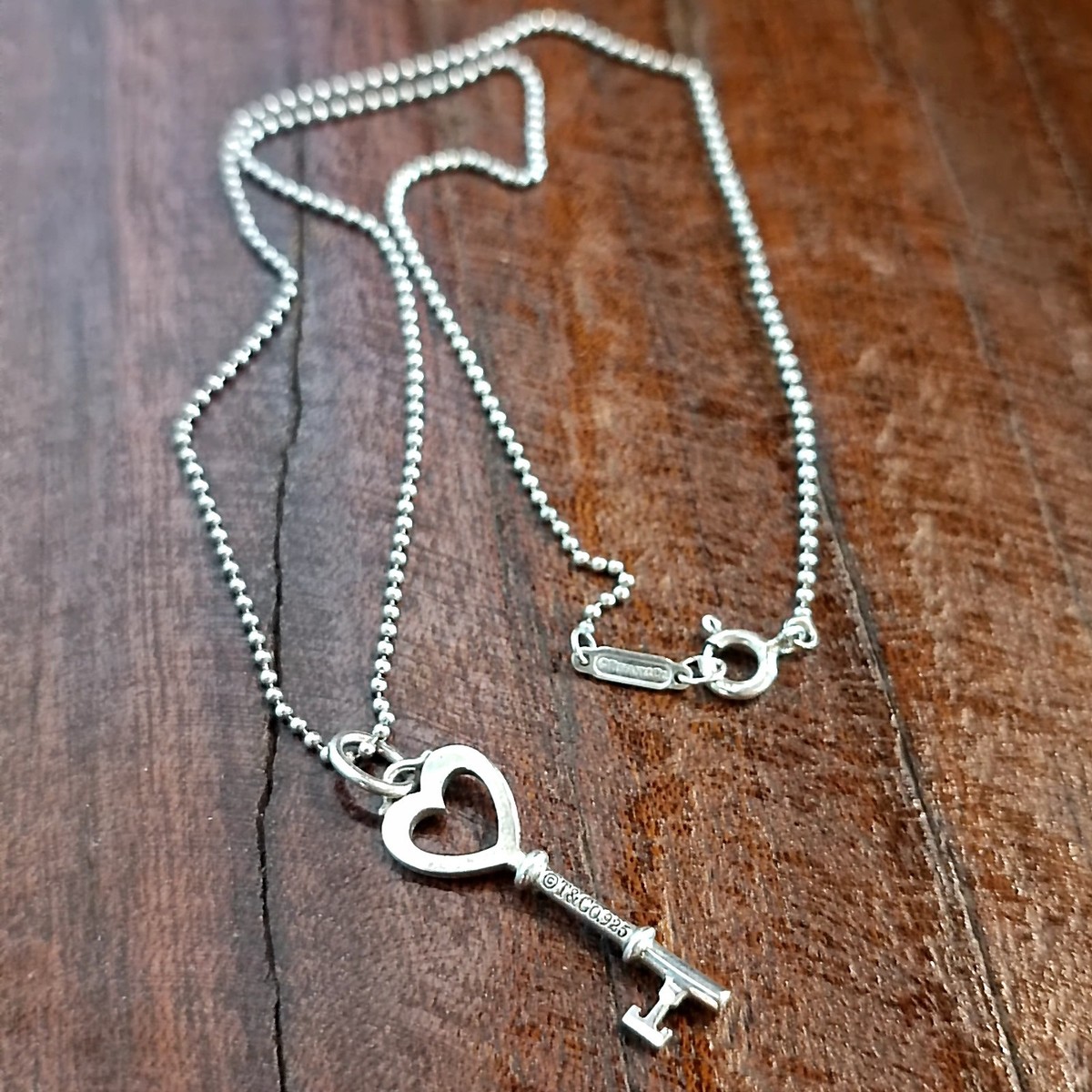 Tiffany & Co Sterling Mini Heart Key Necklace Length 16