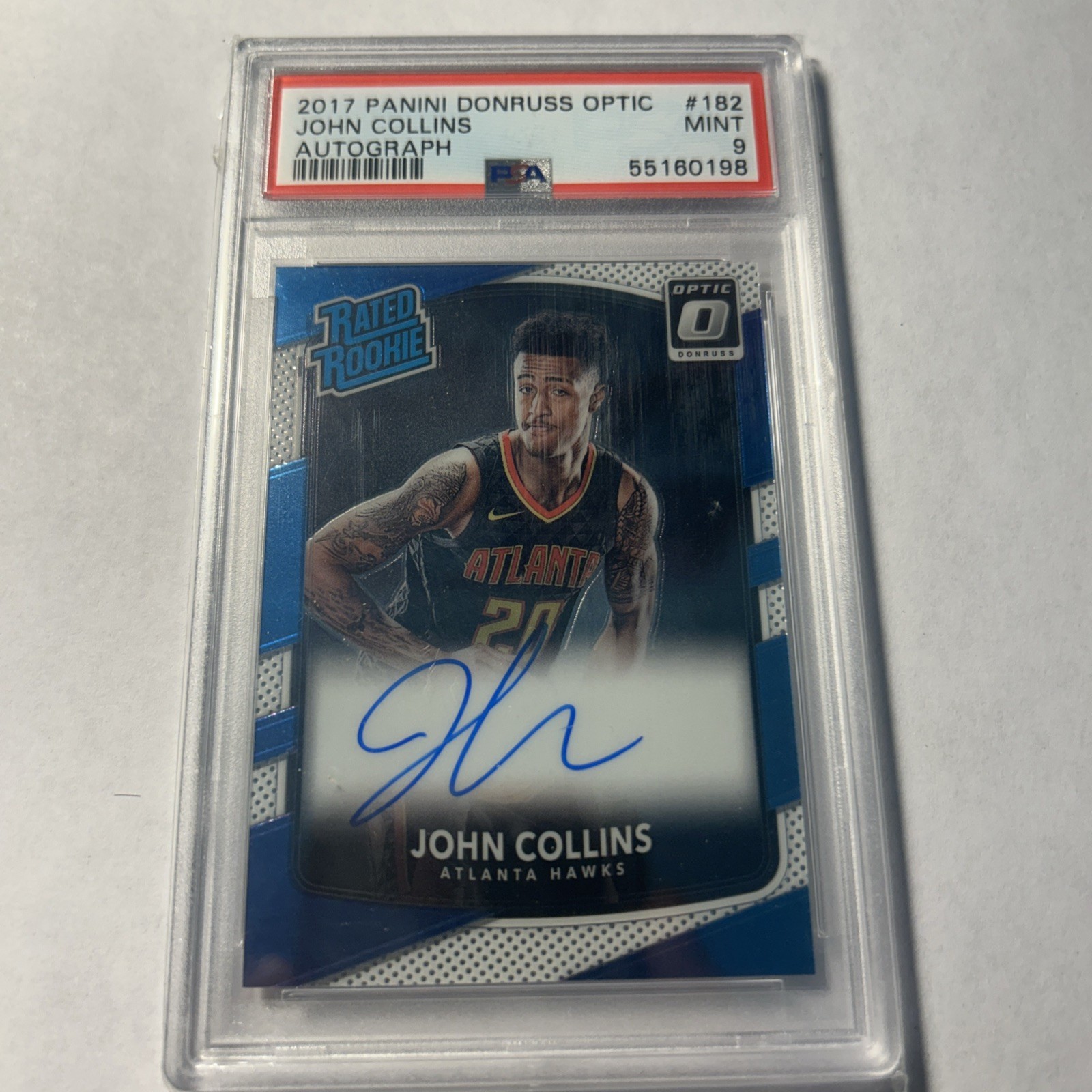John Collins (RC) 2017 Panini Donruss Optic Autograph #182 PSA 9
