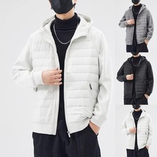 Men Hooded Casual Winter Jacket Thick Fleece Lined Coat Loose Fit Solid Colors