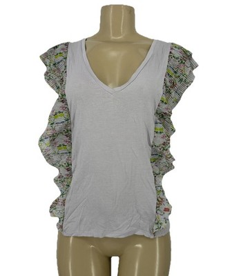 Anthropologie Vanessa Virginia Small Women  Ruffle Sleeve Multicolor V-Neck I2