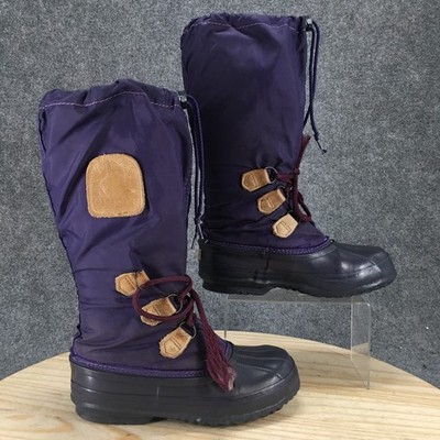 Sorel Boots Womens 6 Snowlion Tall Insulated Winter Snow Duck Boot Purple Fabric