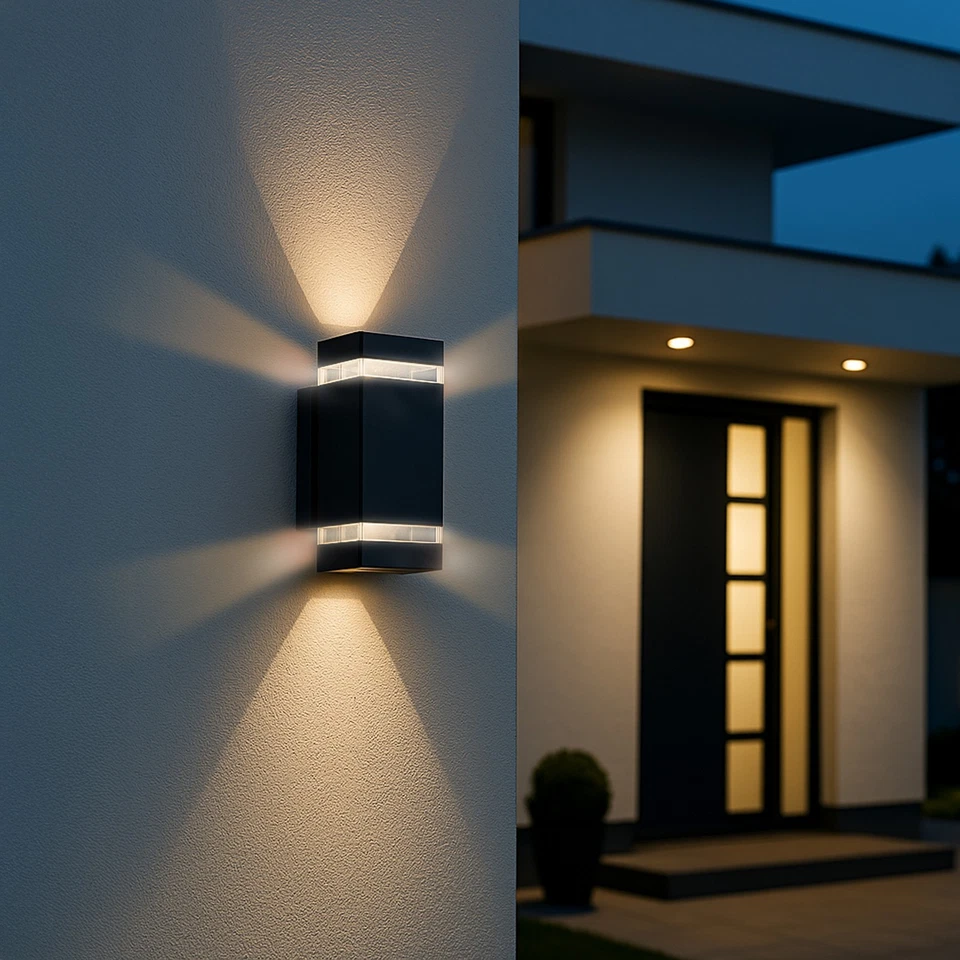 LED Wandleuchte außen UP DOWN schwarz Fassadenlampe IP44 mit 2x GU10 5W warmeiß - Bild 4 von 4