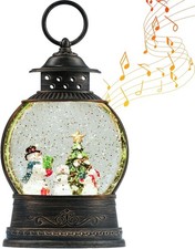 Christmas Snow Globe Lantern, Musical Lighted Snowman and Tree Snow Globes with