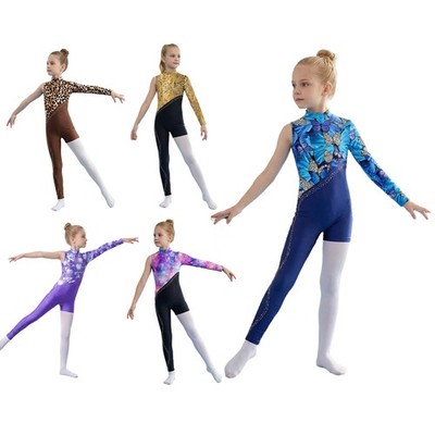 Mädchen Eiskunstlauf Fitness Gymnastik Jazz Jumpsuit Yoga Ein Stück Festival