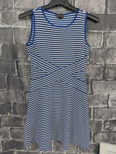 Trulli Blue & White Striped A-Line Sleeveless Knee Length Dress Size M EUC!