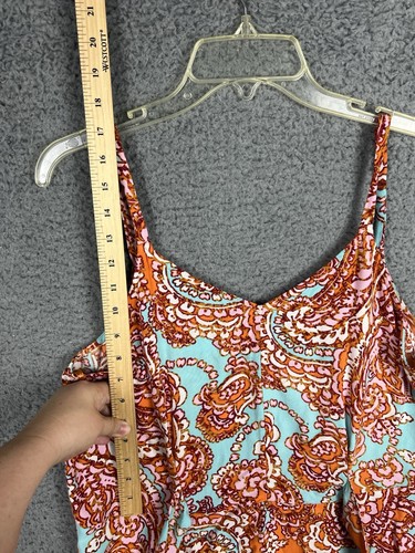 MSK Maxi Dress Spaghetti Straps Tie Back V-Neck Paisley Resort wear Summer - XL - Picture 7 of 9