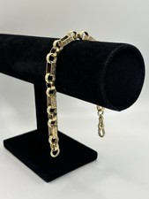9ct Gold Half Patterned Gypsy Link Bracelet
