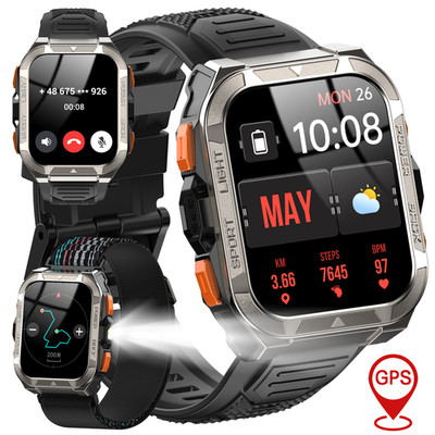 Military Smart Watch Built-in GPS ChatGPT AI 900mAh LED Bluetooth Open Box