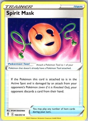 Spirit Mask 160/203 Uncommon Regular Card SWSH07: Evolving Skies Pokemon TCG LP