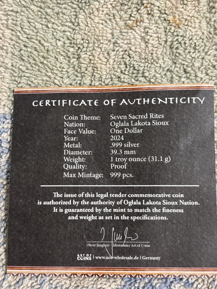 2024 7 SACRED RITES 1OZ. SILVER OGLALA LAKOTA SIOUX NATION PF70 U/C ONLY 999. - Image 4 of 4