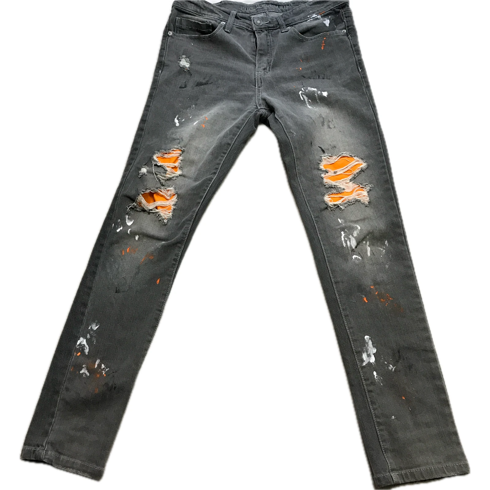 Pantalon jean homme 30x32 neuf avec étiquette RUE21 Supreme Flex skinny peinture détresse denim *32X29