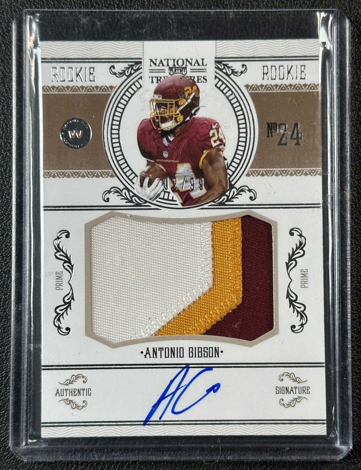 ANTONIO GIBSON 2020 PANINI NATIONAL TREASURES CROSSOVER ROOKIE PATCH AUTO 02/99