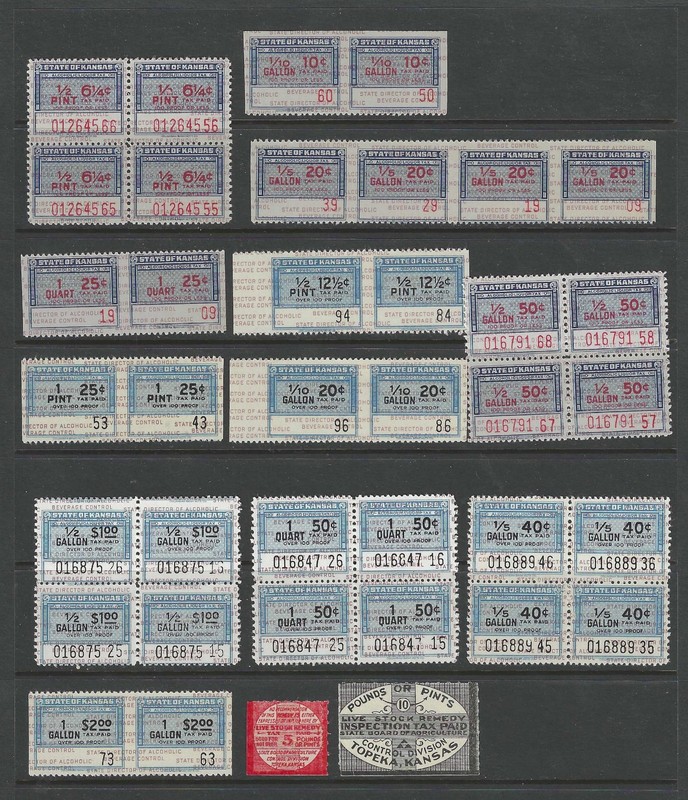 Lot of (38) US State of KANSAS KS Revenue Stamps MINT HIGH CAT VALUE LOOK!!!