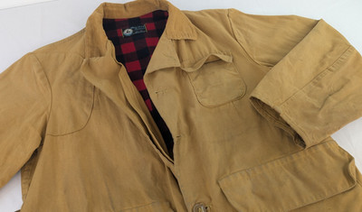 VINTAGE Drybak Hunting Jacket Game Pocket Corduroy Shotshell Buffalo Checker