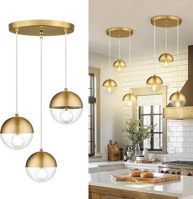 Brushed Gold 3-Light Cluster Pendant Lights, Modern Dining Room Light Fixtures o
