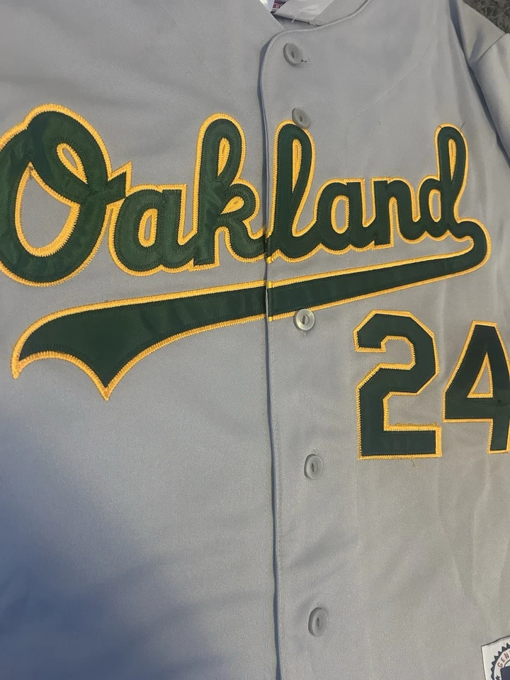 Oakland A's RICKEY HENDERSON 1989 World Series Baseball JERSEY GRAY - Image 3 of 4