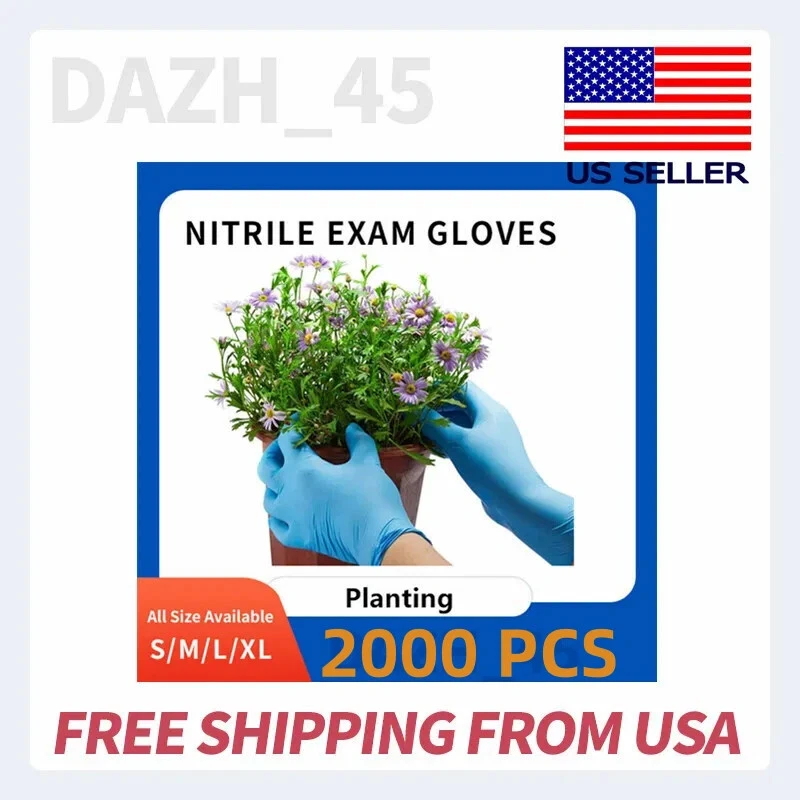 [2000 Stück Handschuhe] 4 Mil Nitril Untersuchung blau Einweghandschuh zum Pflanzen S/M/L/XL