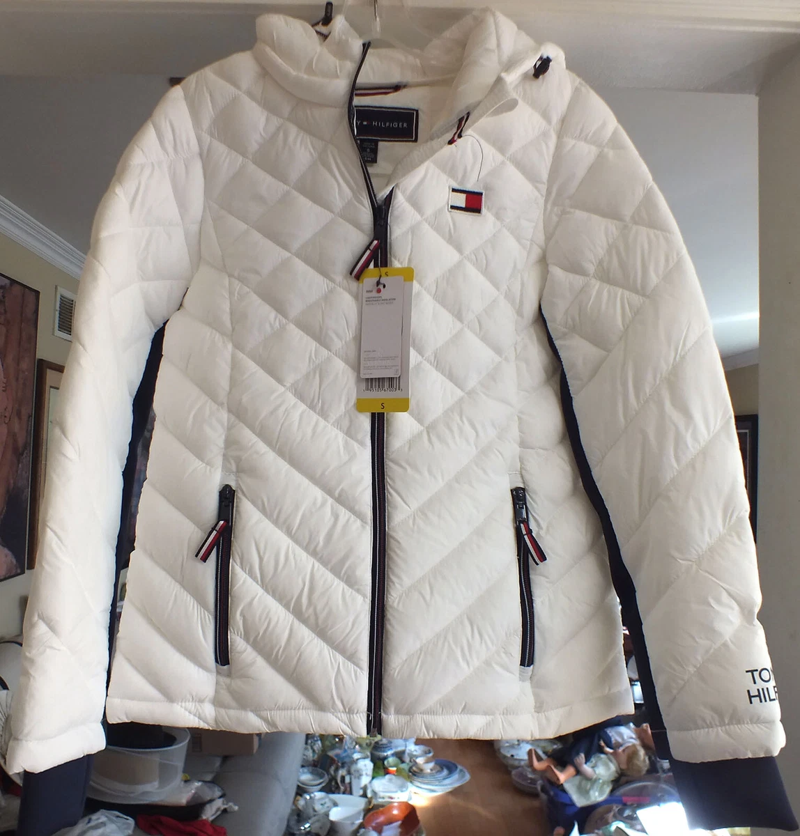 Tommy Jacket White Hilfiger Sz. Hooded eBay | S Women\'s Lightweight Sorona New/Tags