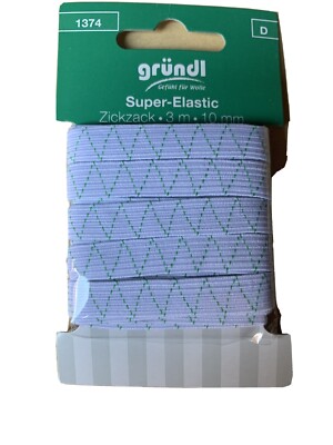 Gummilitze Gummiband Schlüpfergummi Gummi  Gründl 3mx10mm Zickzack Super Elastic