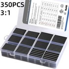 350PCS Heat Shrink Tubing Kit 3:1 Ratio Adhesive Lined Marine Grade Wrap Black