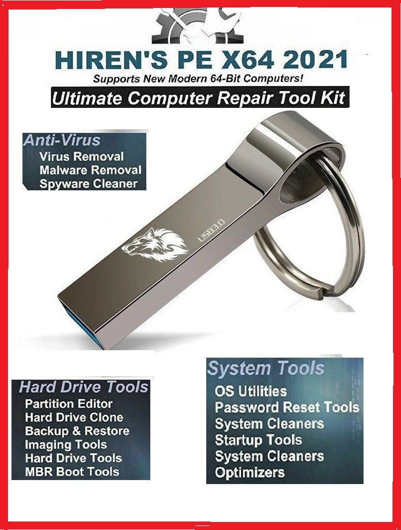Hiren&rsquo;s Boot USB 2025 &ndash; Strumenti Di Recupero E Riparazione Per PC &ndash; Spedizione Gratuita