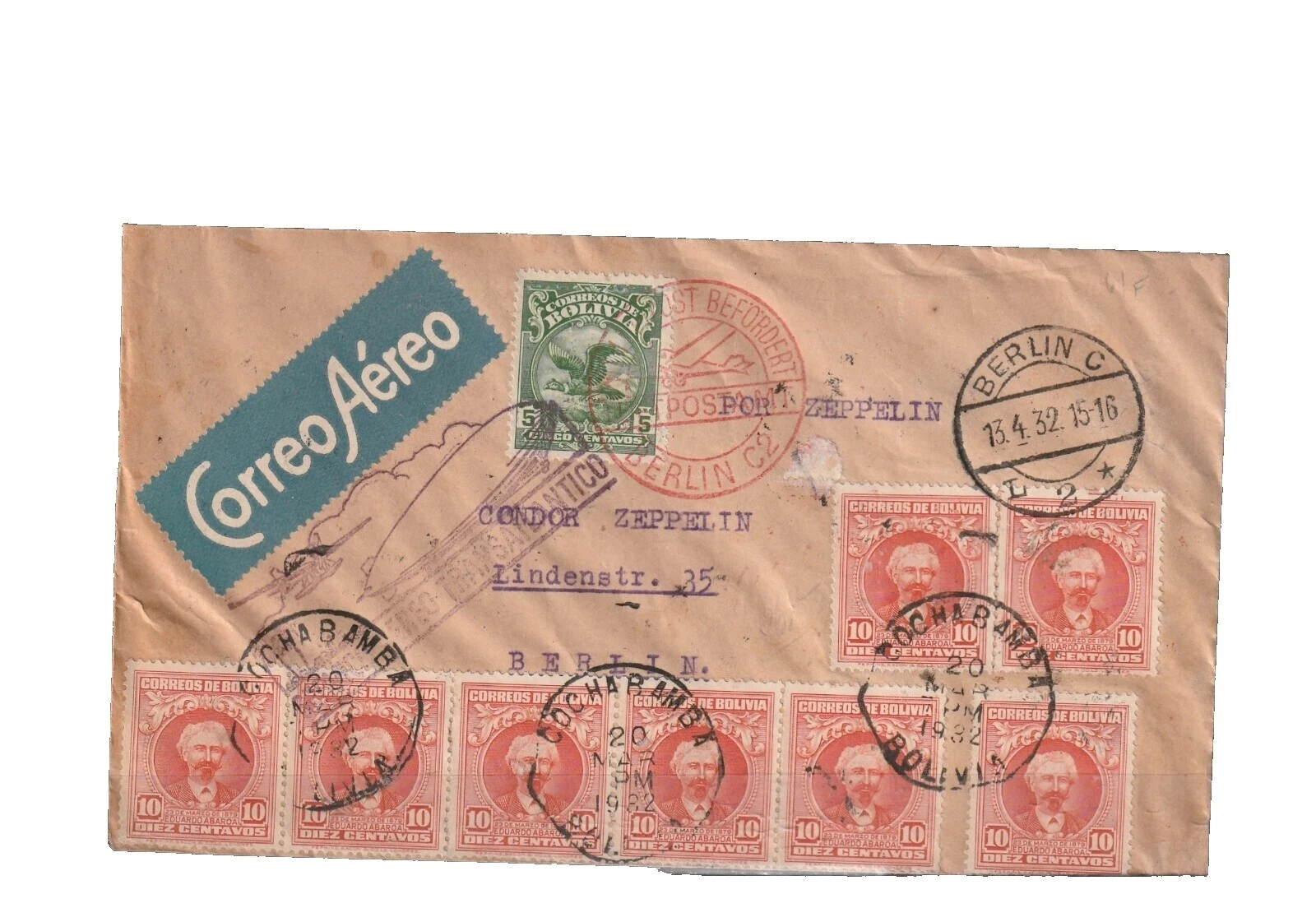 Cubierta de la aviación sellos de Bolivia
