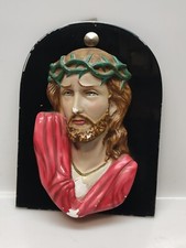 capezzale gesso Gesù Cristo  anni 50 policroma decorazione arte sacra DECO 