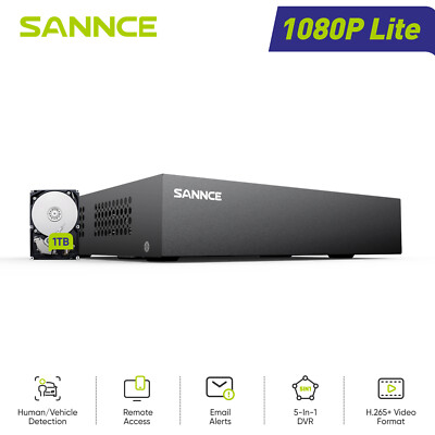 SANNCE 8CH 1080P Lite DVR 1TB Video Recorder for Security Camera System H.265+